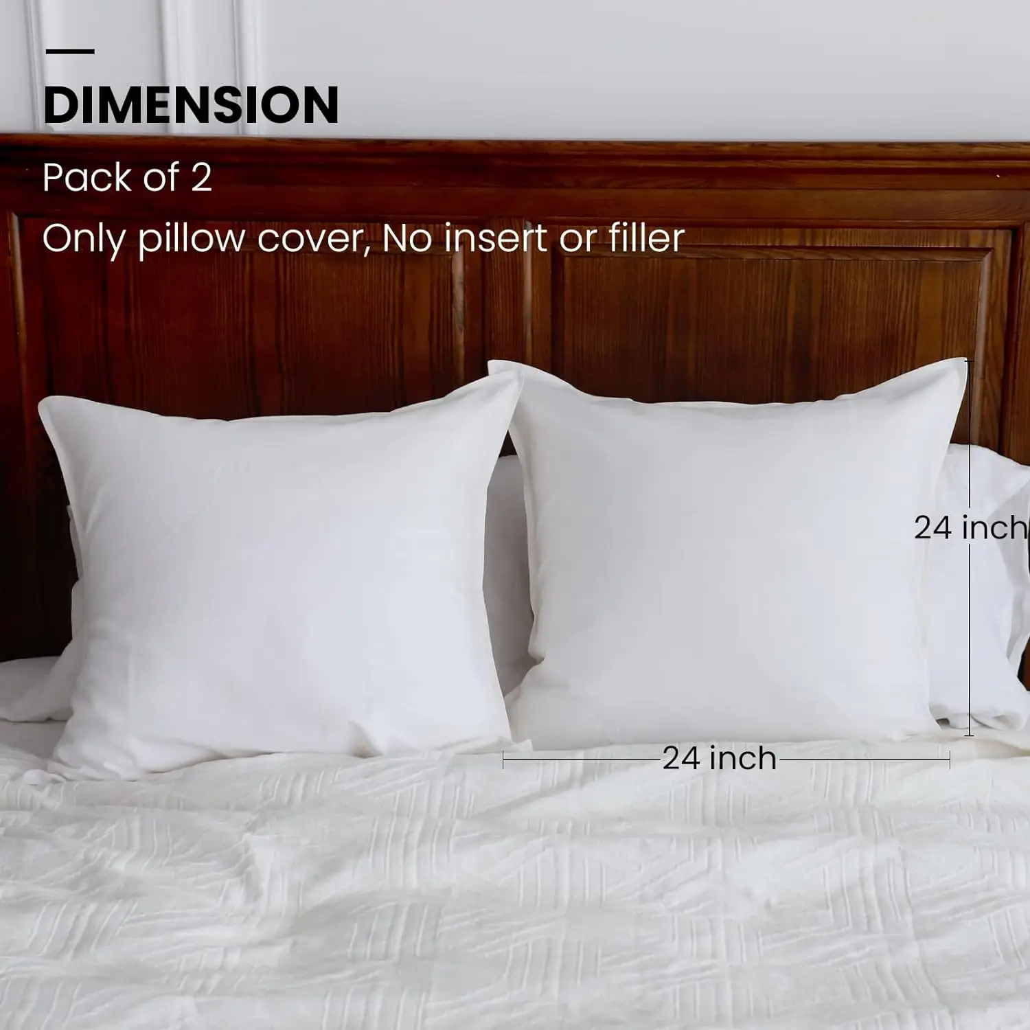 Simple&Opulence Linen Cotton Euro Sham Cover Pillowcase Solid Color 24x24 Inch Home Decoration Breathable Pillow Cases Cover