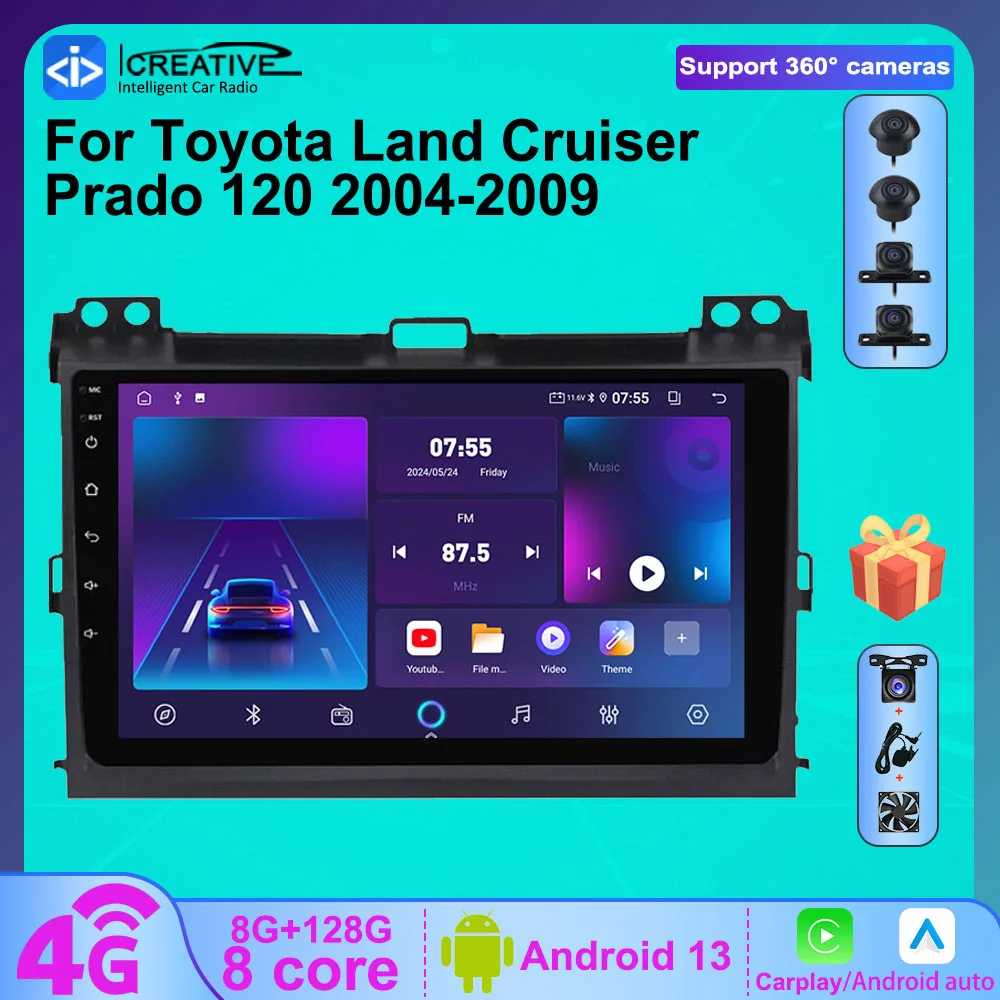 

Car Radio For Toyota Land Cruiser Prado 120 3 III For Lexus GX470 GX 470 J120 2002-2009 Multimedia Player Wifi 4G Navi 2Din DSP