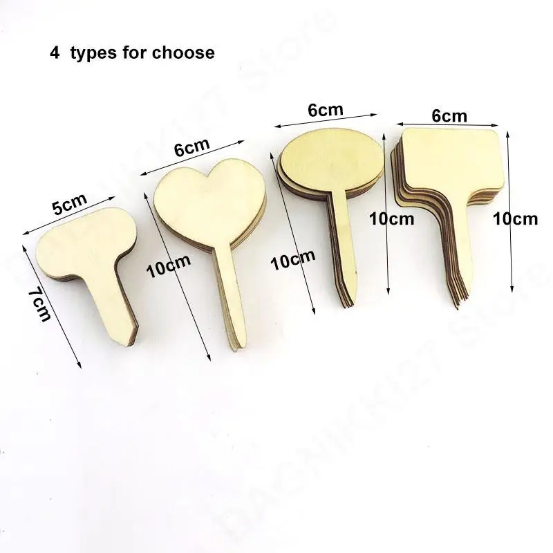 10x T-Type Wooden Plant Labels Eco-Friendly flower Sign Tags Markers with pen Garden for Bonsai Potted Herbs Flowers Tools V27