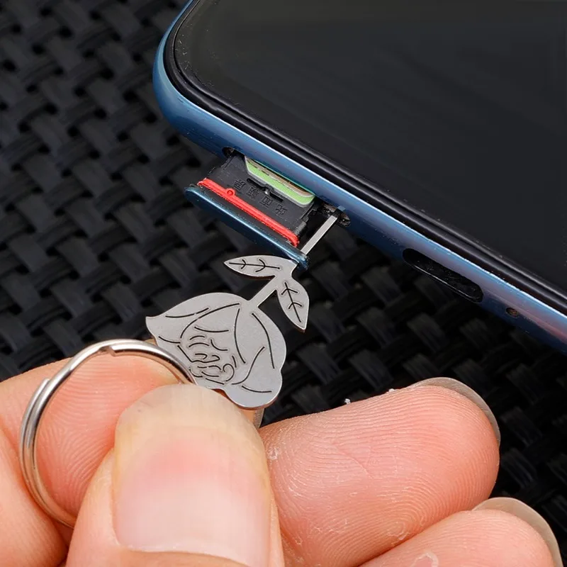 Outil de clé d'éjection de broche de retrait d'escalade de carte SIM de smartphone, forme de rose argentée, acier inoxydable, dé à coudre universel, 2 pièces, 1 pièces