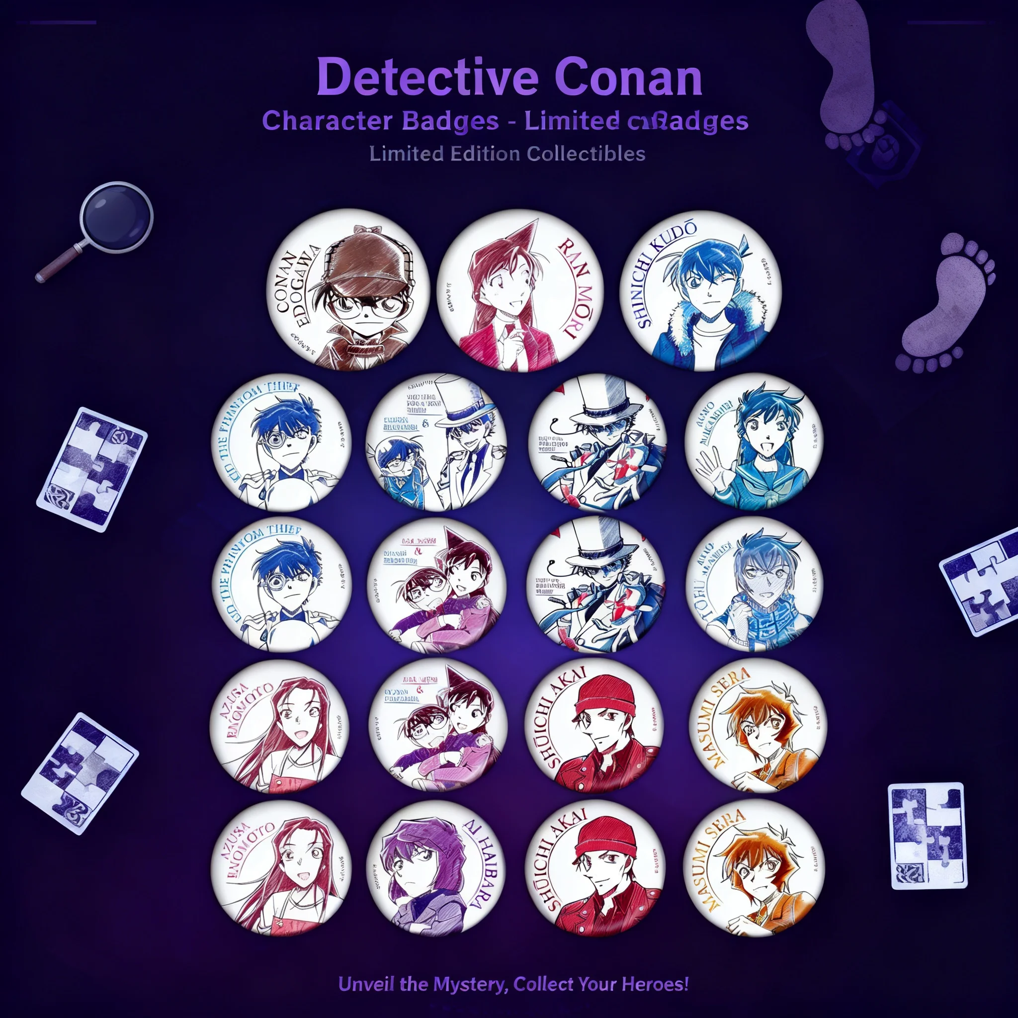 Pin de Solapa/Broche de Cosplay de Akai Shuichi de Anime Detective Conan, Accesorio Colgante del Mismo Personaje de Amuro Tooru, Mercancía de Película Brillante