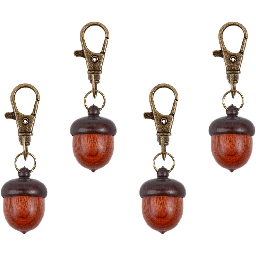 4Pcs Wooden Acorn Box Keychain with Zinc Alloy Swivel Lobster Clasps Charm for DIY Keychain Necklace Crafting Jewelry Making kit