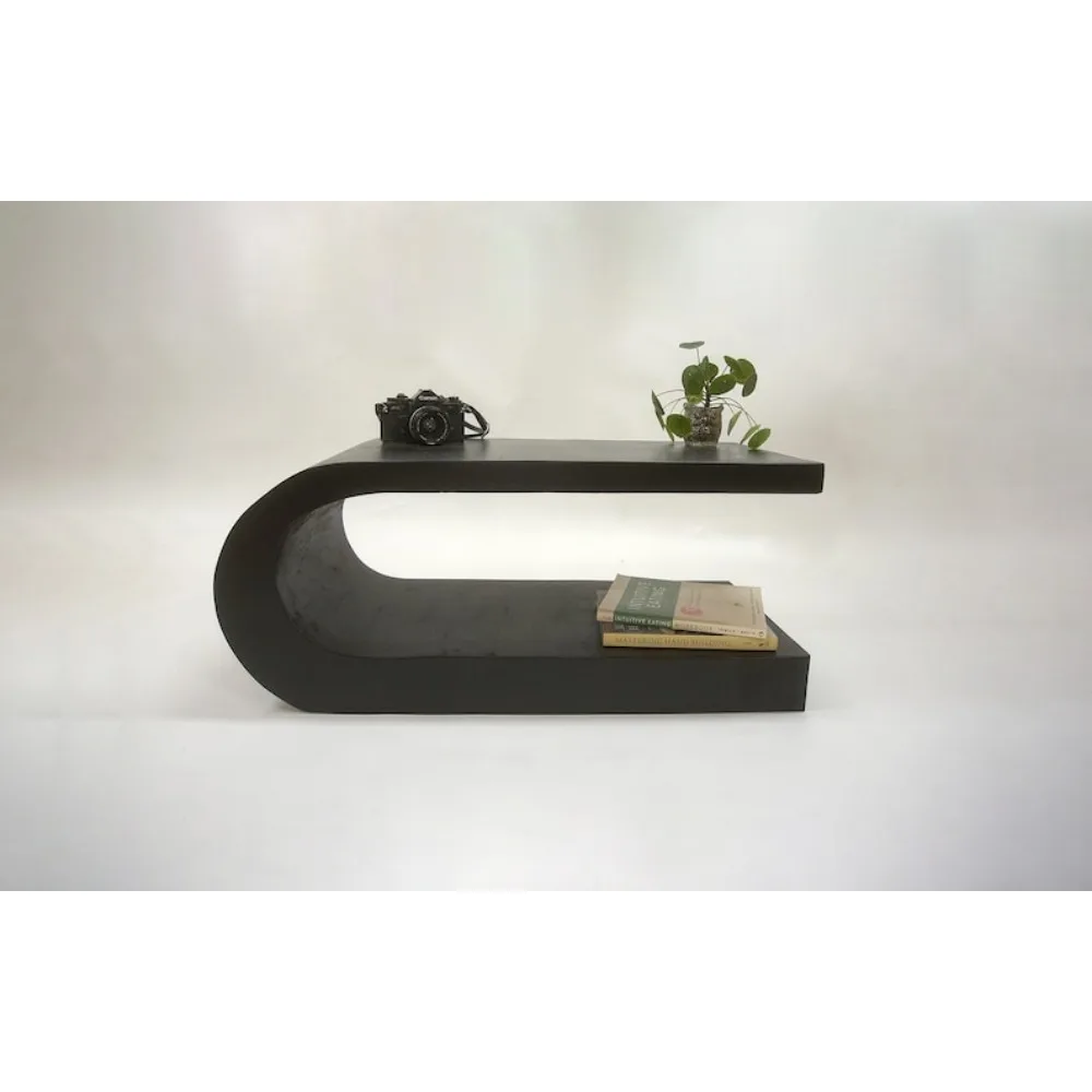 XMSJ-Mesa De Café Crescente Curva, Mesa De Café Em Forma De U, Preto Em Forma De U, Meia Lua