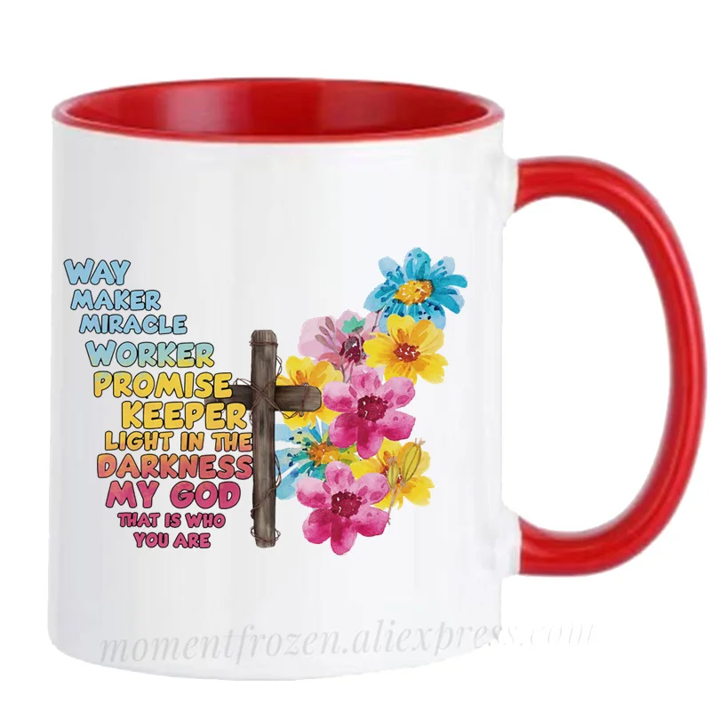 Jesus Christ Mugs God Lord Christian Mugen Godfather Godmother Gifts Coffee Tea Cups Faith Over Fear Coffeeware Prayer Drinkware