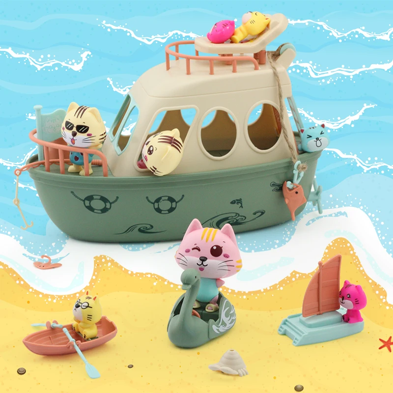 Zestaw zabawek do udawania Plastikowy zestaw do zabawy z kotem Zestaw figurek do zabawy w dom dla małych dzieci DIY Zabawki dla dzieci nowość