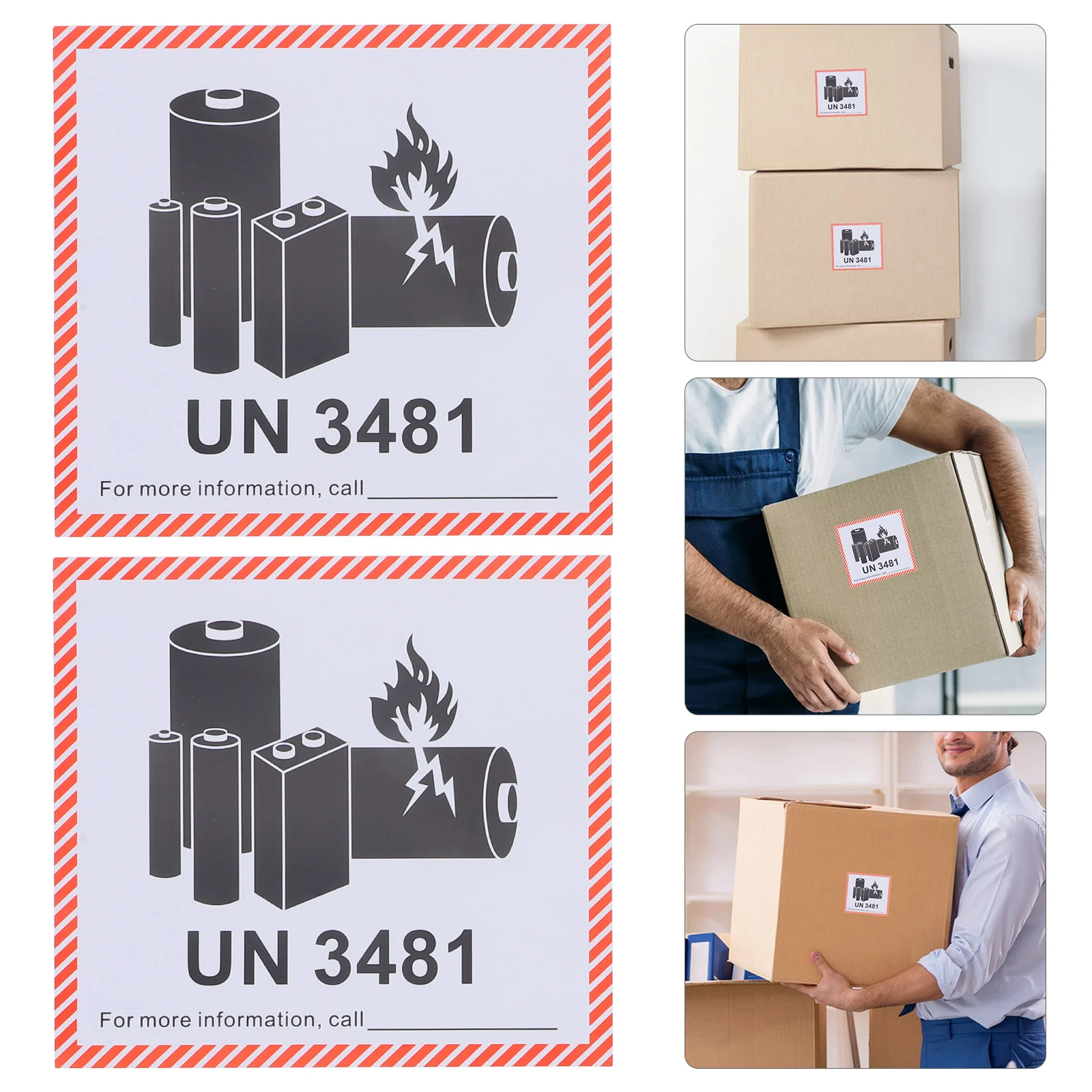 100 Sheets Shipping Labels Un3481 Fire Lithium Batteries Stickers Copper Plate