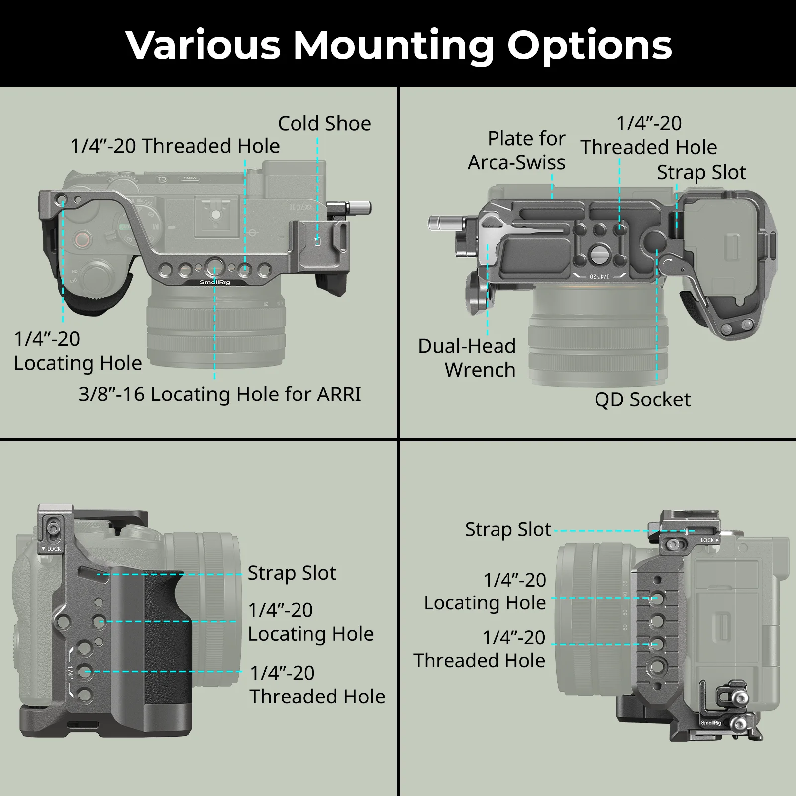 SmallRig A7C II / A7CR "HawkLock" DJI RS4 Pro 5198용 Sony Alpha 7C II / 7CR용 실리콘 핸들이 포함된 퀵…