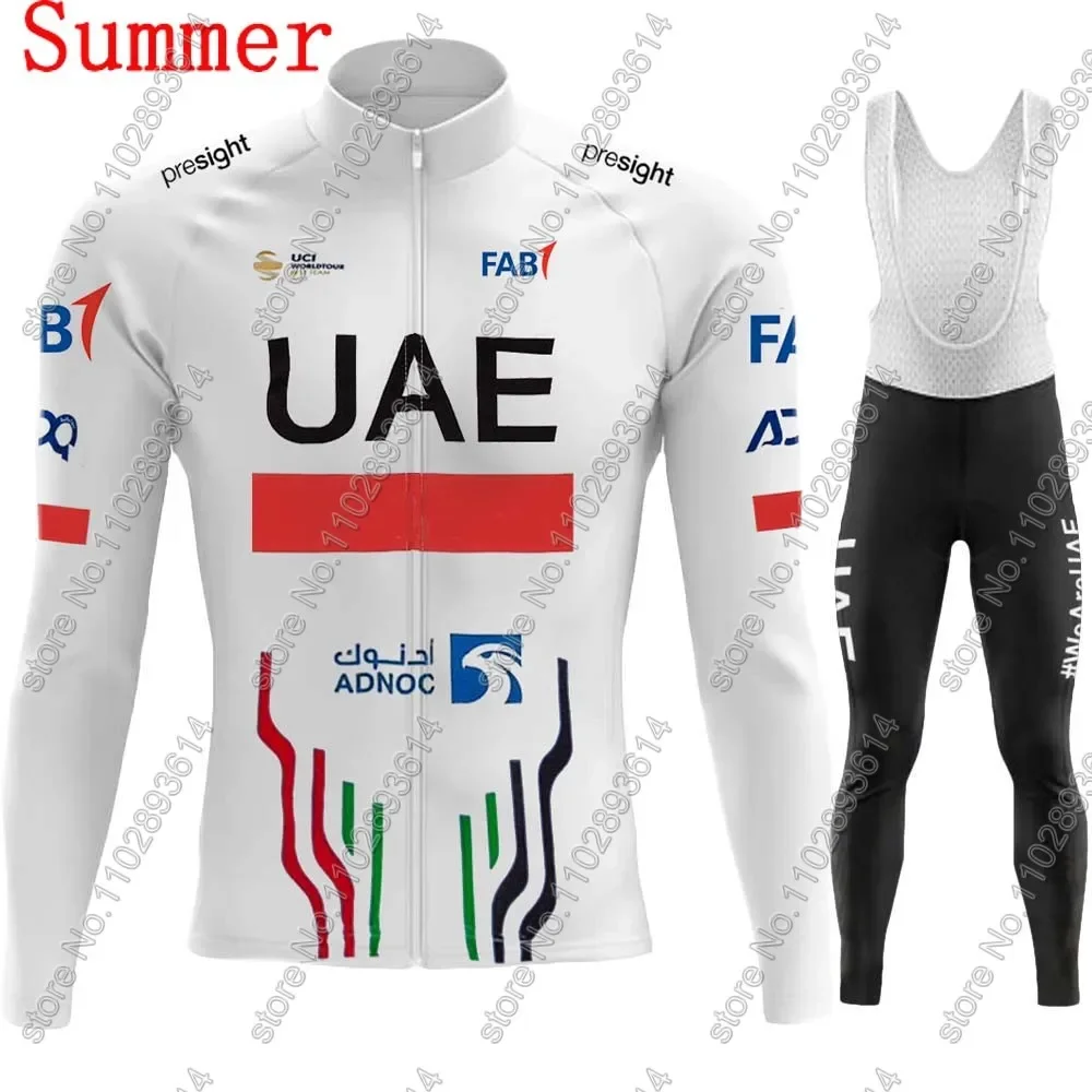 Winter UAE Cycling Jersey 2024 Long Sleeve Team Set Clothing Road Pants Bib Bike Suit MTB Maillot Ropa Culotte