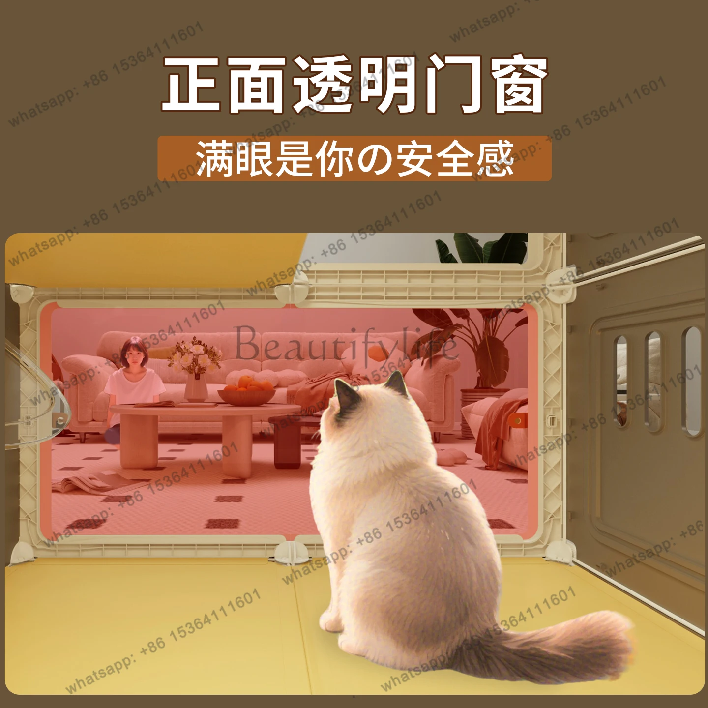 Cat villa with toilet integrated cat cage indoor household oversized free cat nest house
