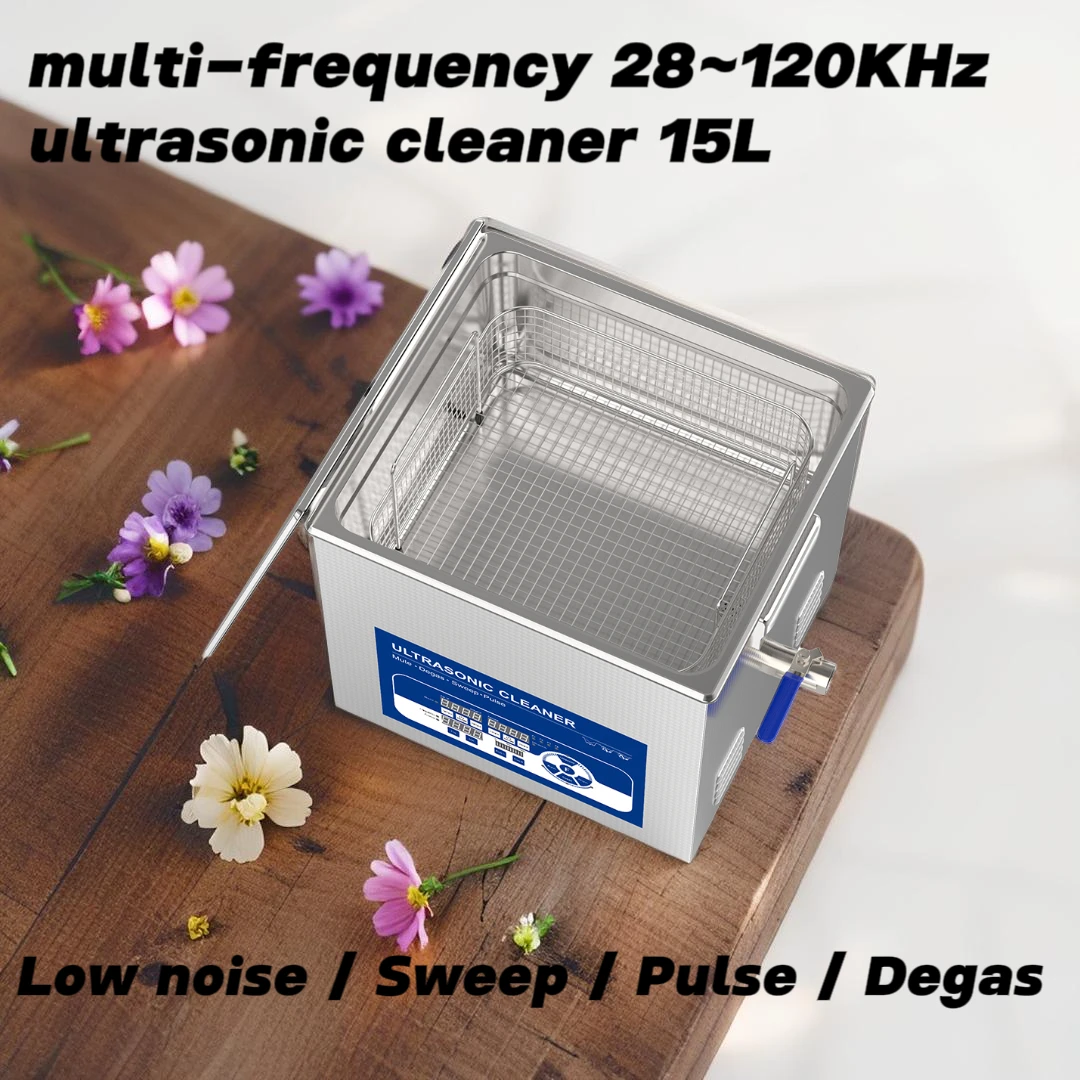 

Granbo Sonic Variable Frequency 28/40/68/80/100/120KHz Ultrasonic Cleaner Bathtub 15L 300W Ultrasound Emitter Precision Cleaning