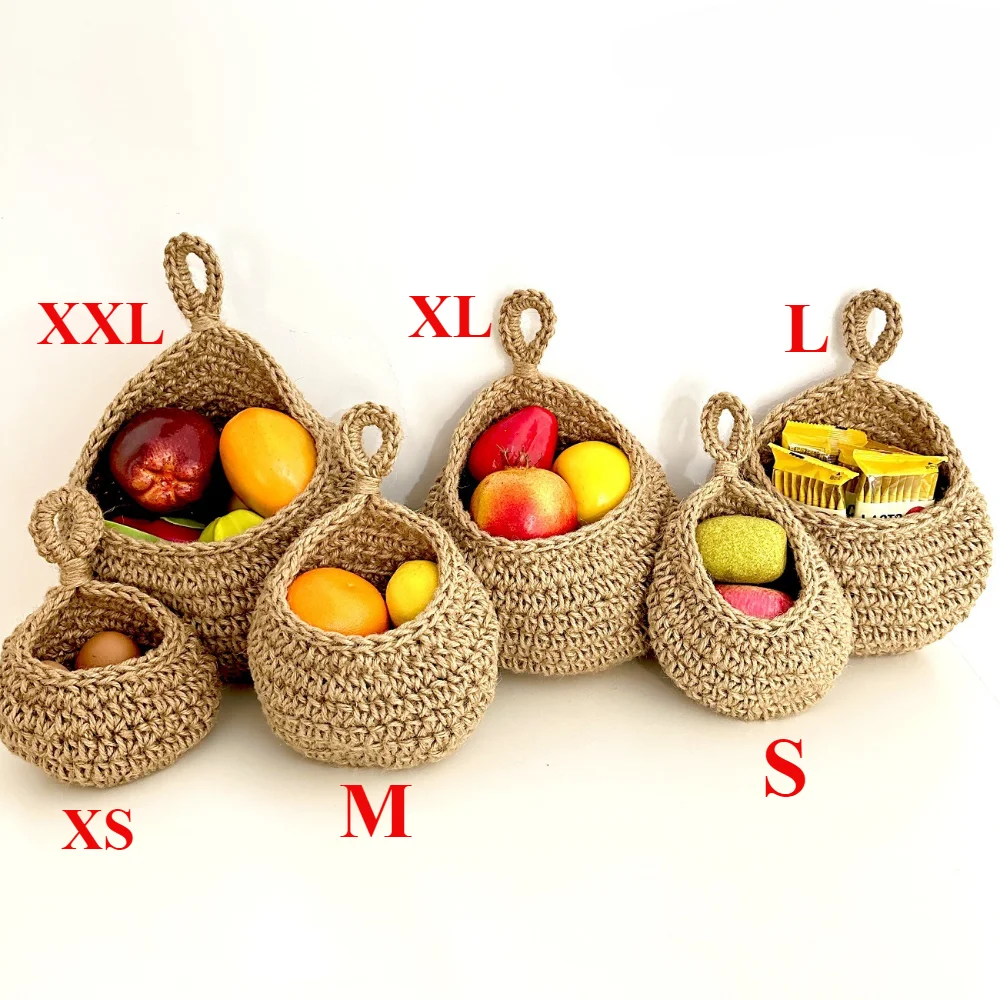 1/3/6pcs Handwoven Hanging Wall Vegetable Fruit Basket Organizer Container Decor Garden Mount Wall Plant Flower Onion Storage