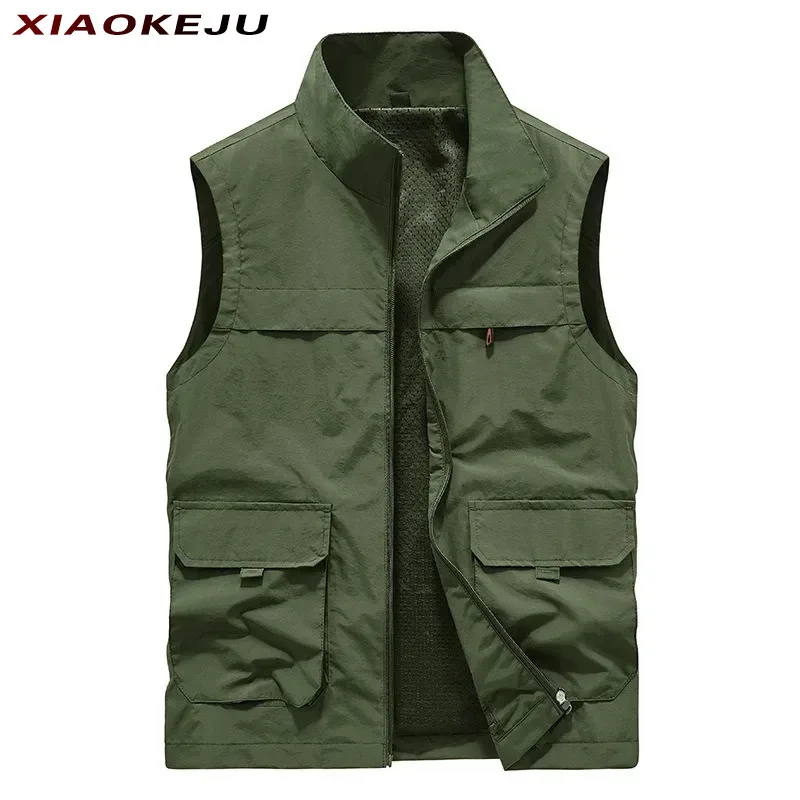 

Fishing Tactical Work Vest Sleeveless Hunting Jacket Windbreaker Embroidered Large Denim Size Men's Clothing Waterproof Summer