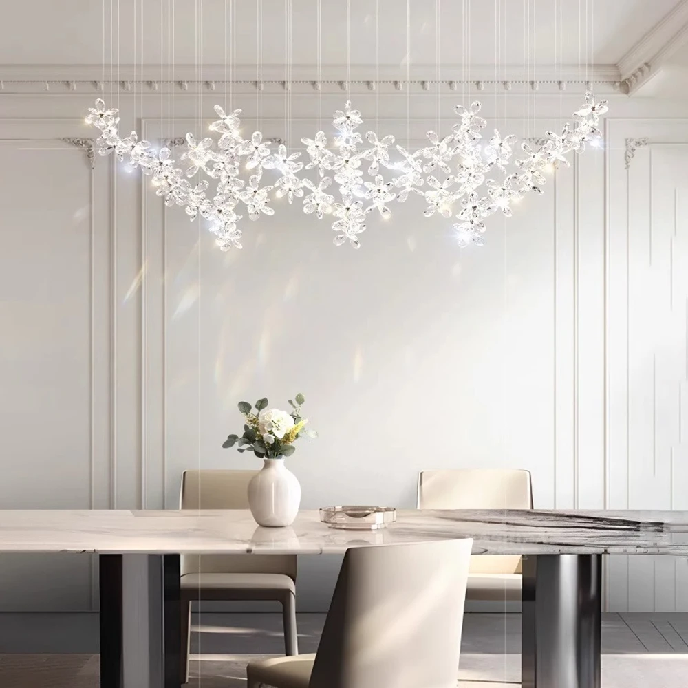 

French Crystal Chandelier Modern Ceiling Fixture Crystal Pendant Light For Dining Living Room & Bedroom Table Chandeliers Decor