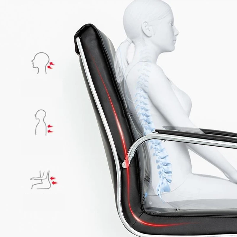 *Brand New Modern Comfortable Sedentary Home Bow Shaped Leather Executive Computer Chair Wooden Frame Adjustable Height Handrail