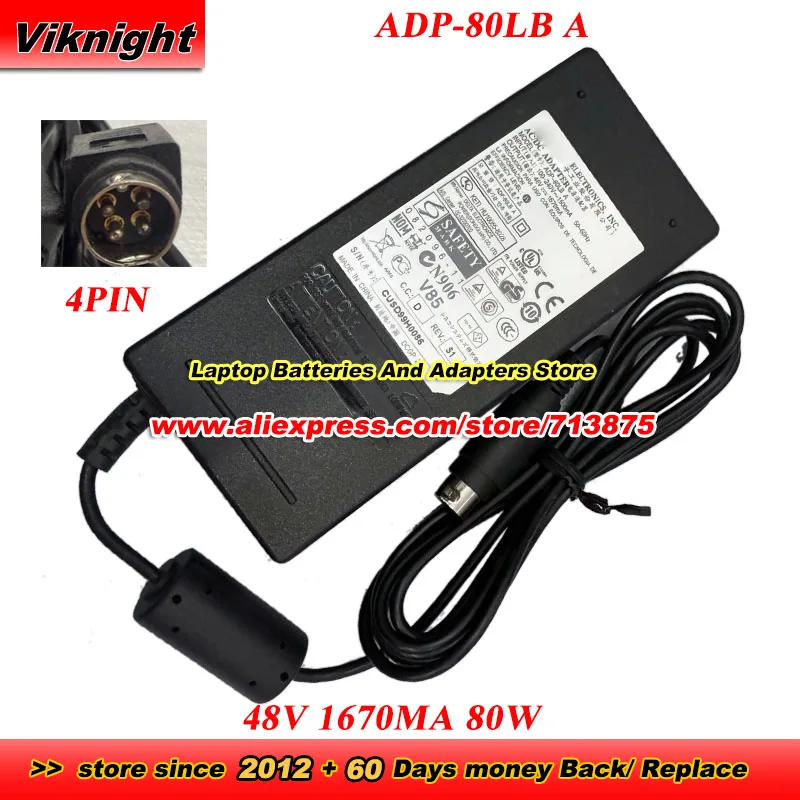 Genuine ADP-80LB A AC Adapter For DELTA 48V 1670mA 1.67A Power Adapter Round with 4Pin for CISCO SG200p Sg200-08p