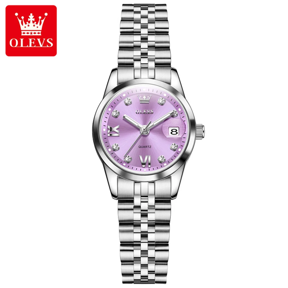 OLEVS Women's Quartz Watches Bracelet Necklace Sets Original Solid Steel Waterproof Calendar Luxury Ladies Wristwatch Gift 7133