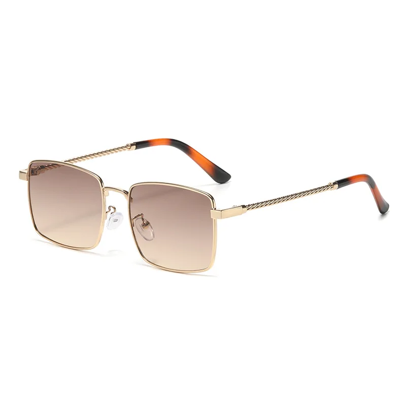 

Square Sunglasses Men Metal Frame Leopard Print Sunglasses Women Rectangular Glasses UV400 Outdoor Driving Large Frame Goggles