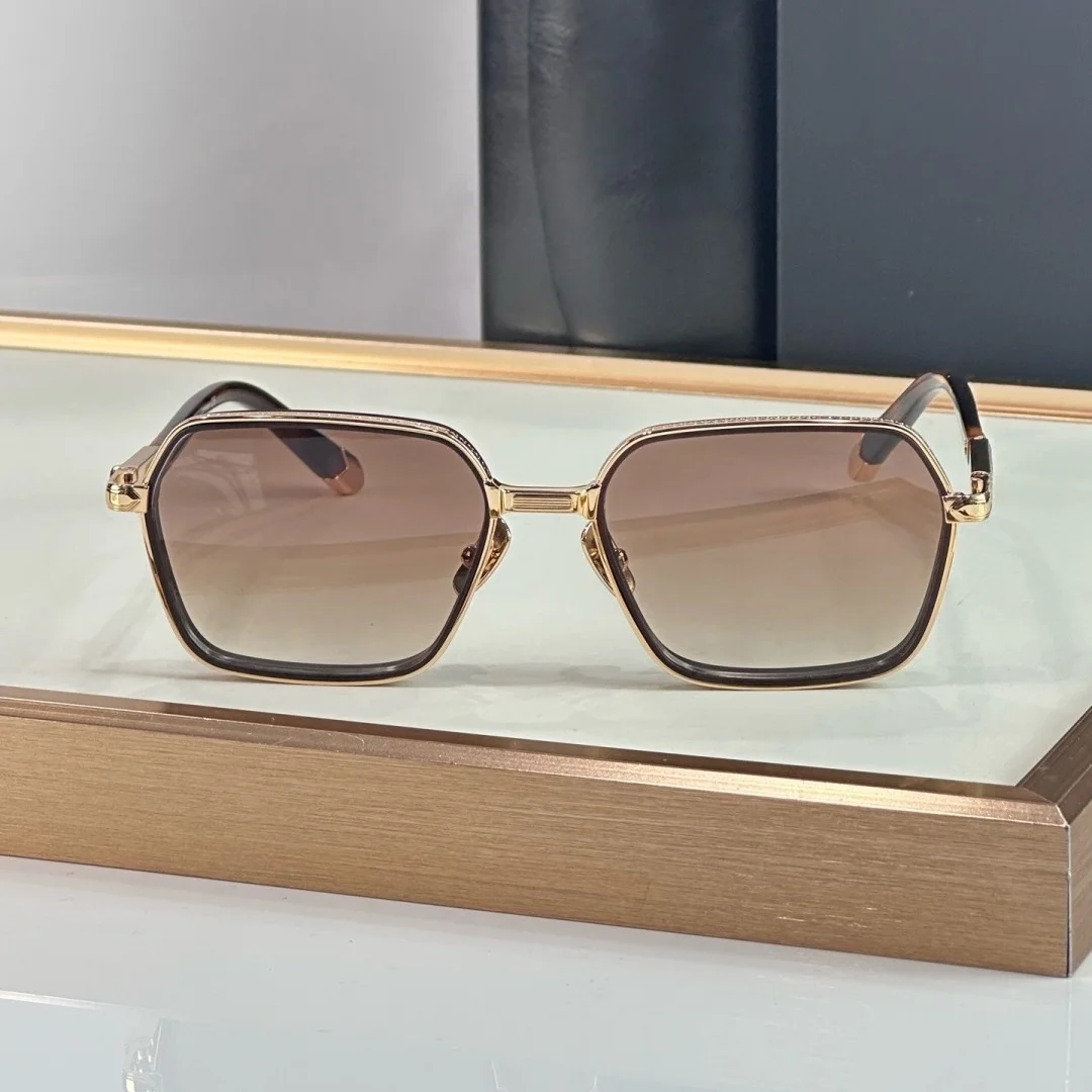 NENG Man Sunglasses,Black Gold Frame Gradient Grey Purple Tint,Octagon Rim Detail,UV400,Instagram-Worthy Business Casual Look