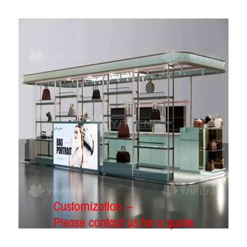 

custom.Custom Luxury Leather Handbag Display Cabinet Stainless Steel Showcase Shopping Mall Exhibition Hall and Handbag Stor