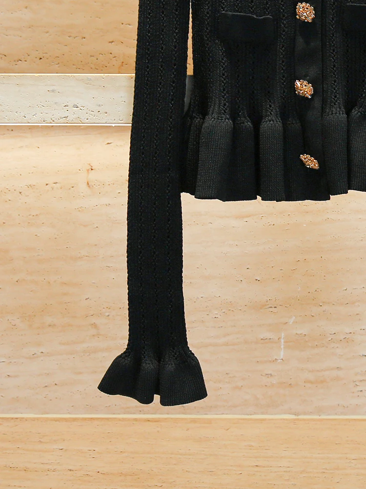 Maglia da donna di fascia alta scava fuori V-Ne Top Hepburn Sle Inizio autunno Faion Retro Pendolarismo Sle Lungo Sve Vestibilità regolare