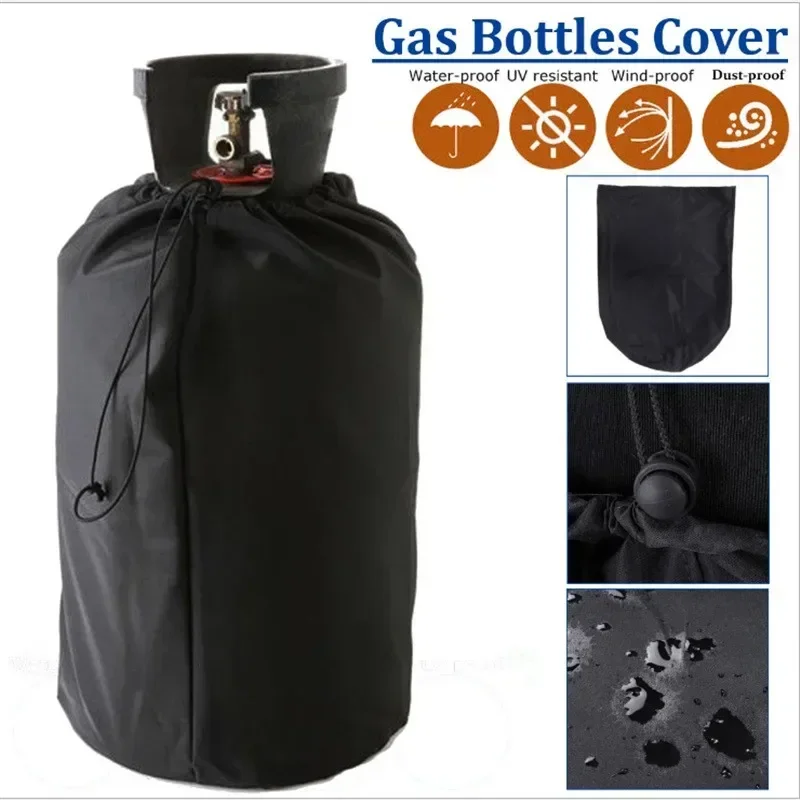 

Propane Tank Gas Bottle Cover Black Oxford Cloth Waterproof Dustproof and UV-proof Covers Camping Barbecue Gas Stove Protector