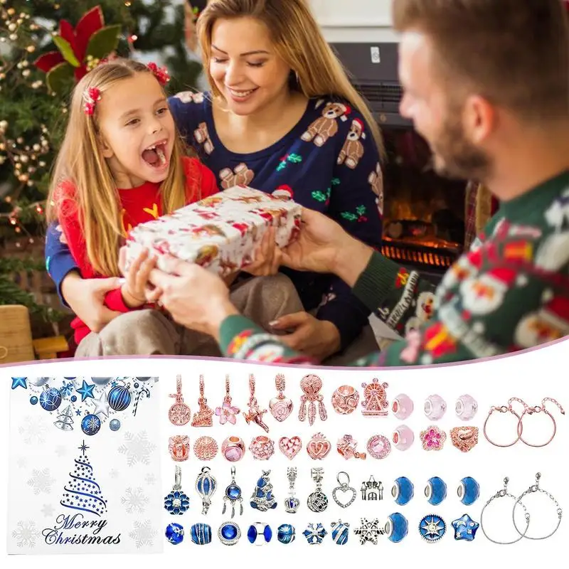 

Christmas DIY Bracelet Gift Box Advent Calendar Children's Bracelet Making Kit 24 Day Countdown Calendar Handmade Bead Set