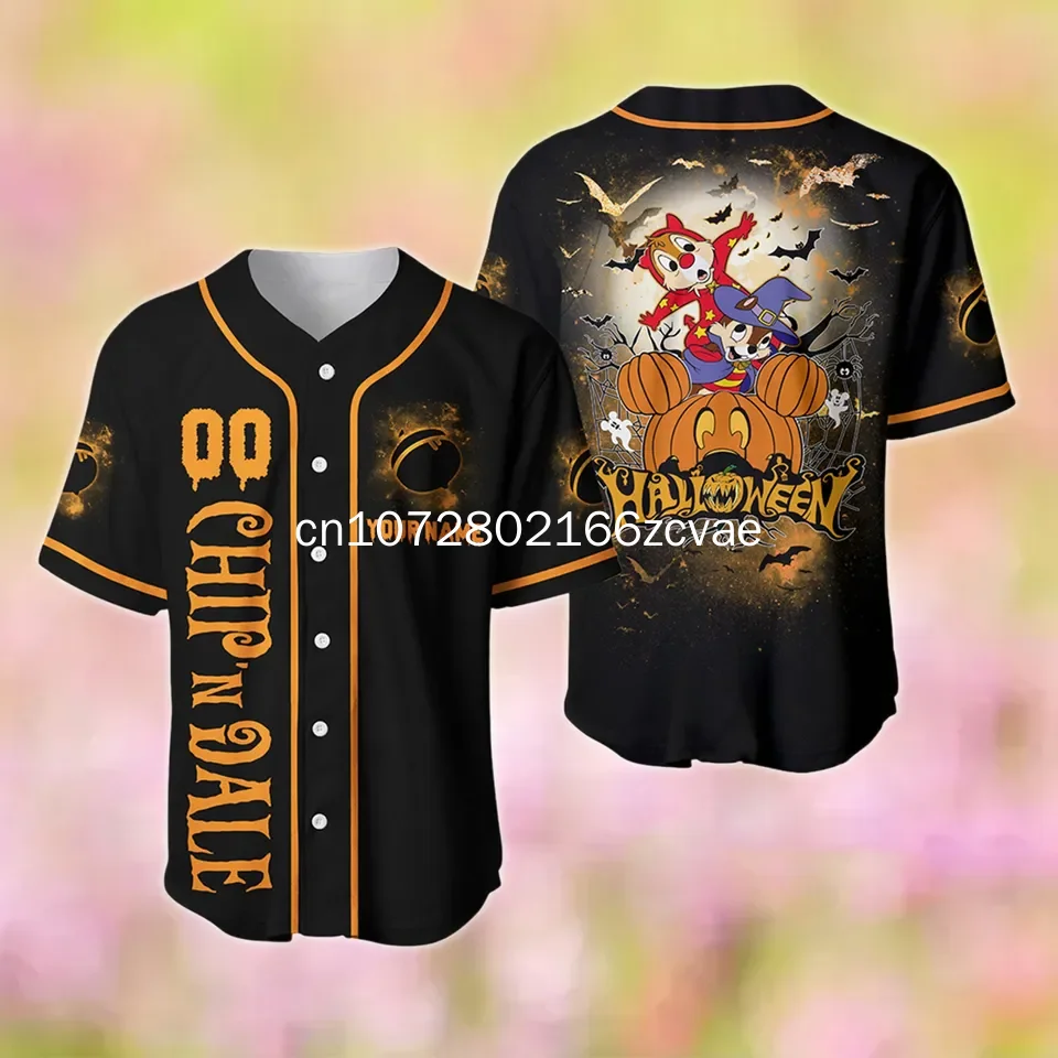 2024 Disney Stitch Halloween Baseball Jersey Custom Name Men\'s And Women\'s Baseball Jersey Fashionable Short Sleeve T-Shirt