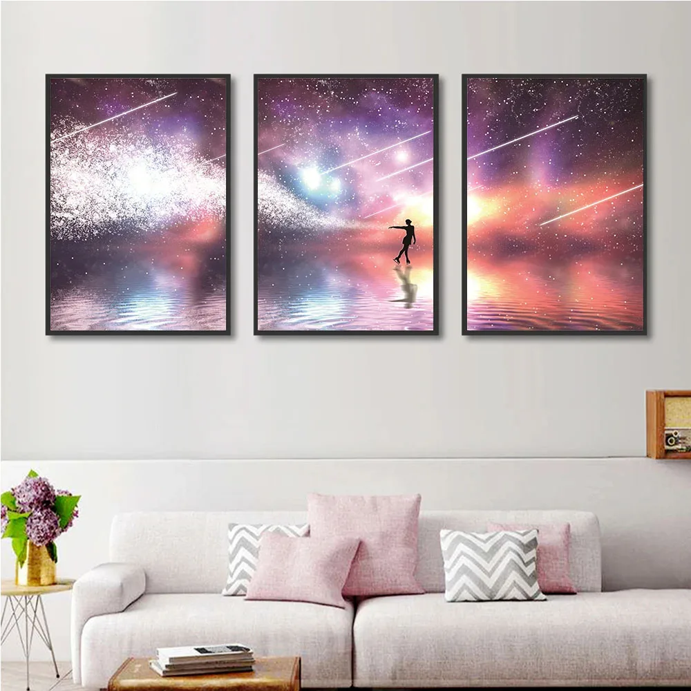 Cloud Moon Night Star Starry Sky Landscape 3 pcs Diy Dance Dril Full Diamond Painting Art Wall Decor Mosaic Picture embroidery