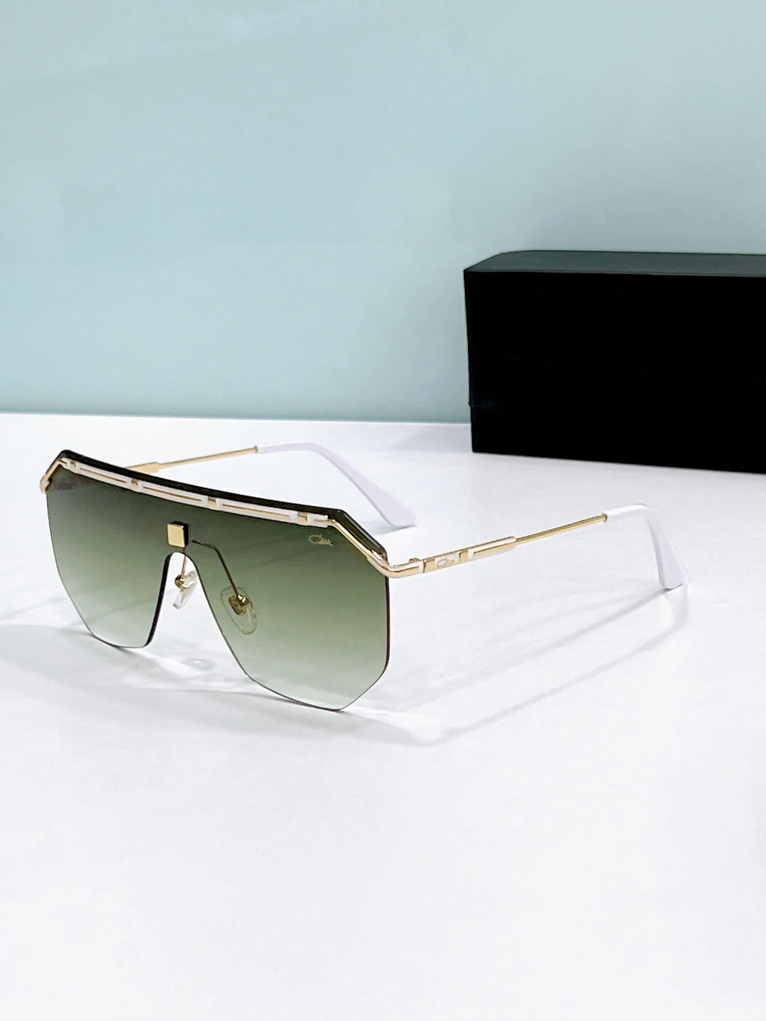 

Original CCAZAL MOD9106 Retro Oversized Classic Business Men Sunglasses Luxury UV400 Gradient Green Lenses Women Couple Eyewear