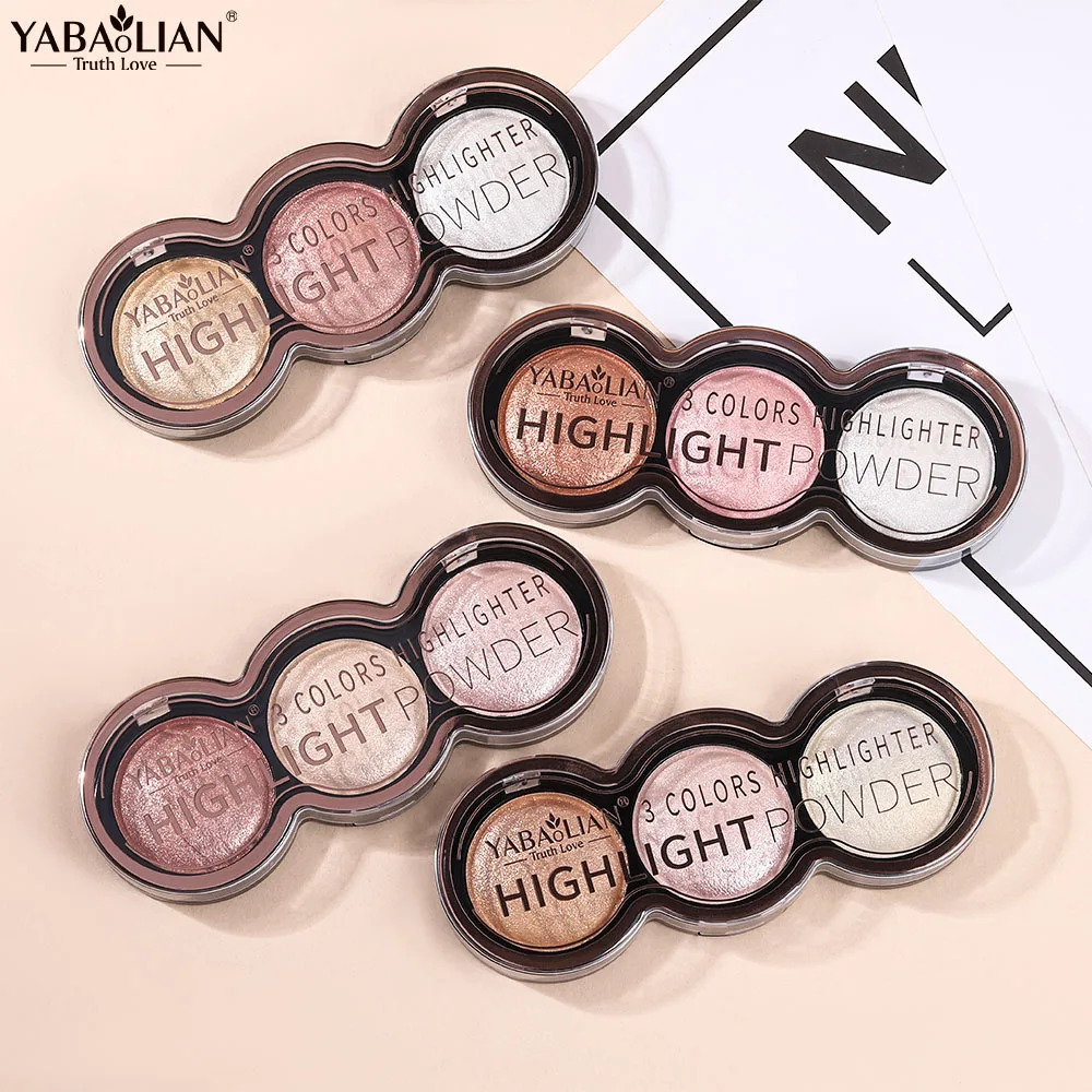 لوحة وجه 3 في 1 هايلايتر أحمر الخدود برونزي ناعم وردي اللون طبيعي يومي متوهج يدوم طويلاً مقاوم للماء مكياج الخد #3