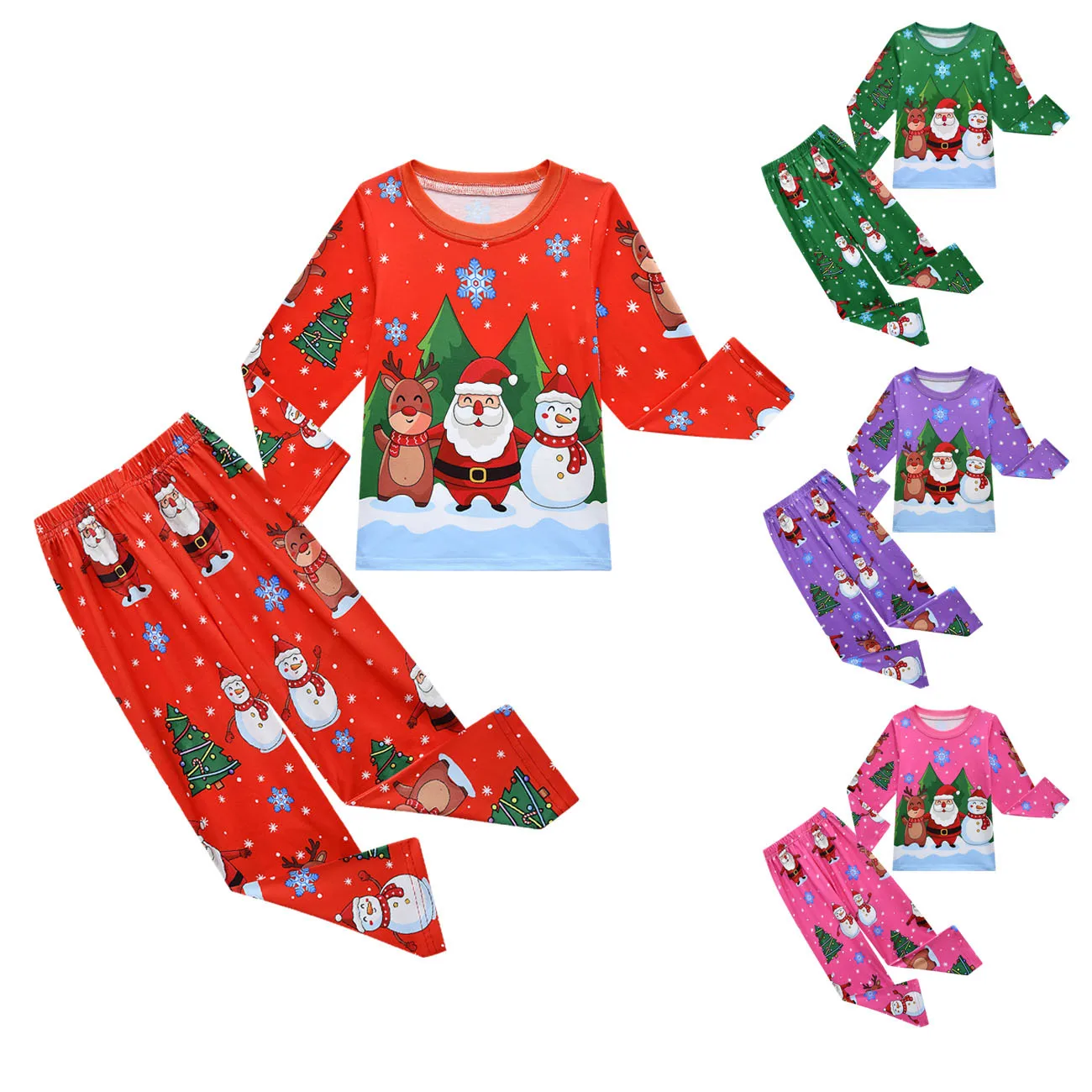 

Christmas Children's Set Boys Girls 3-12T Cartoon Pajamas Clothing Set T-shirt+Pants 2pcs Home Clothes Set Sleepwear