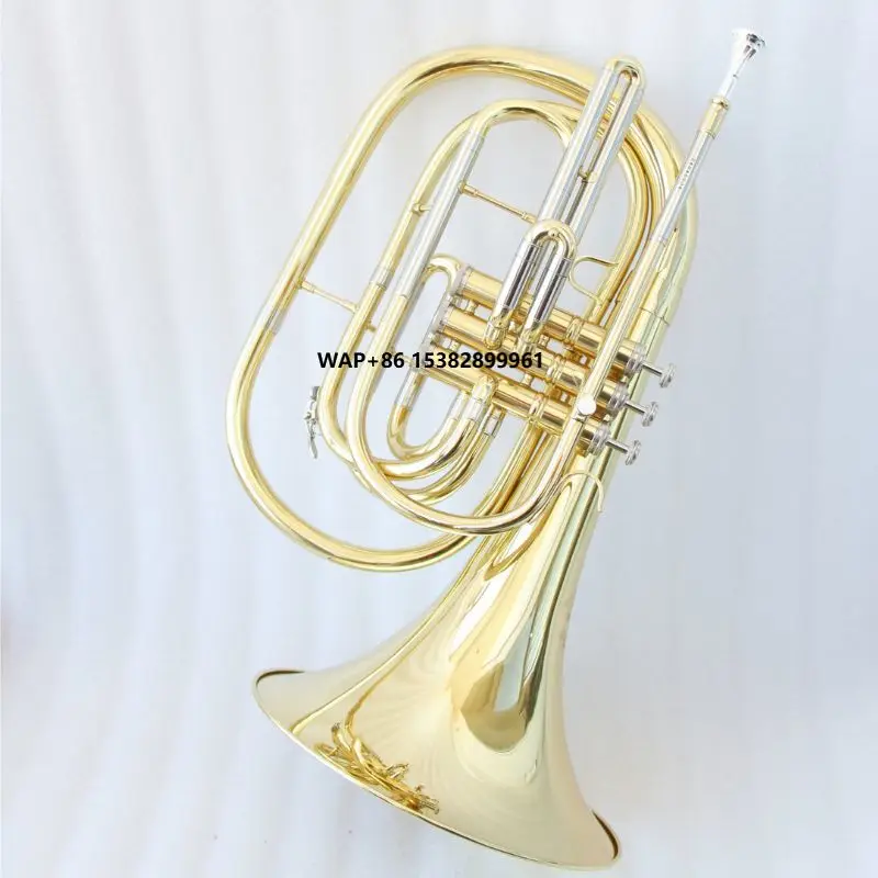 High Quality Marching French Horn Bb Gold Lacquer French Horn Marching Brass Instrument French Horn
