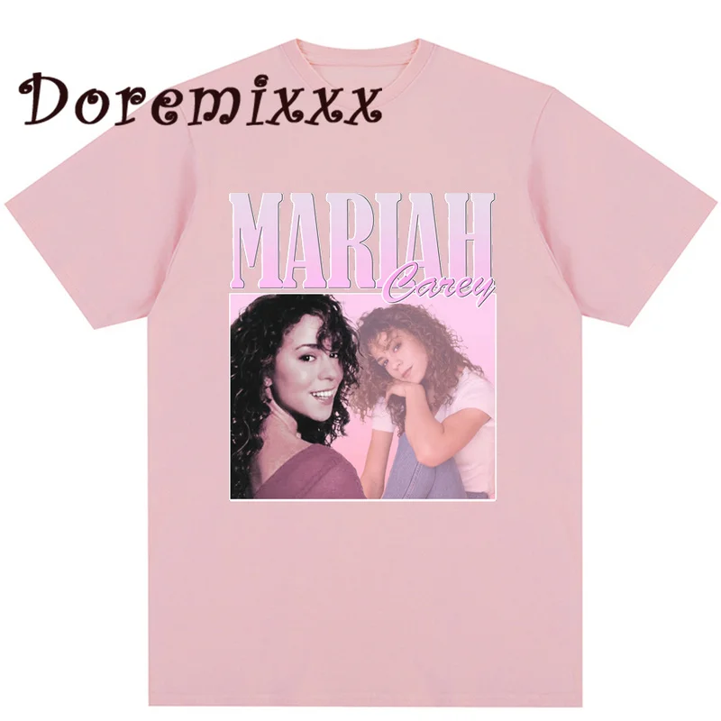 Retro T-shirt Hip Hop Singer Mariah Carey T Shirt Vintage Singer Graphic Tshirt Oversized Cotton Short Sleeve Tshirts Streetwear