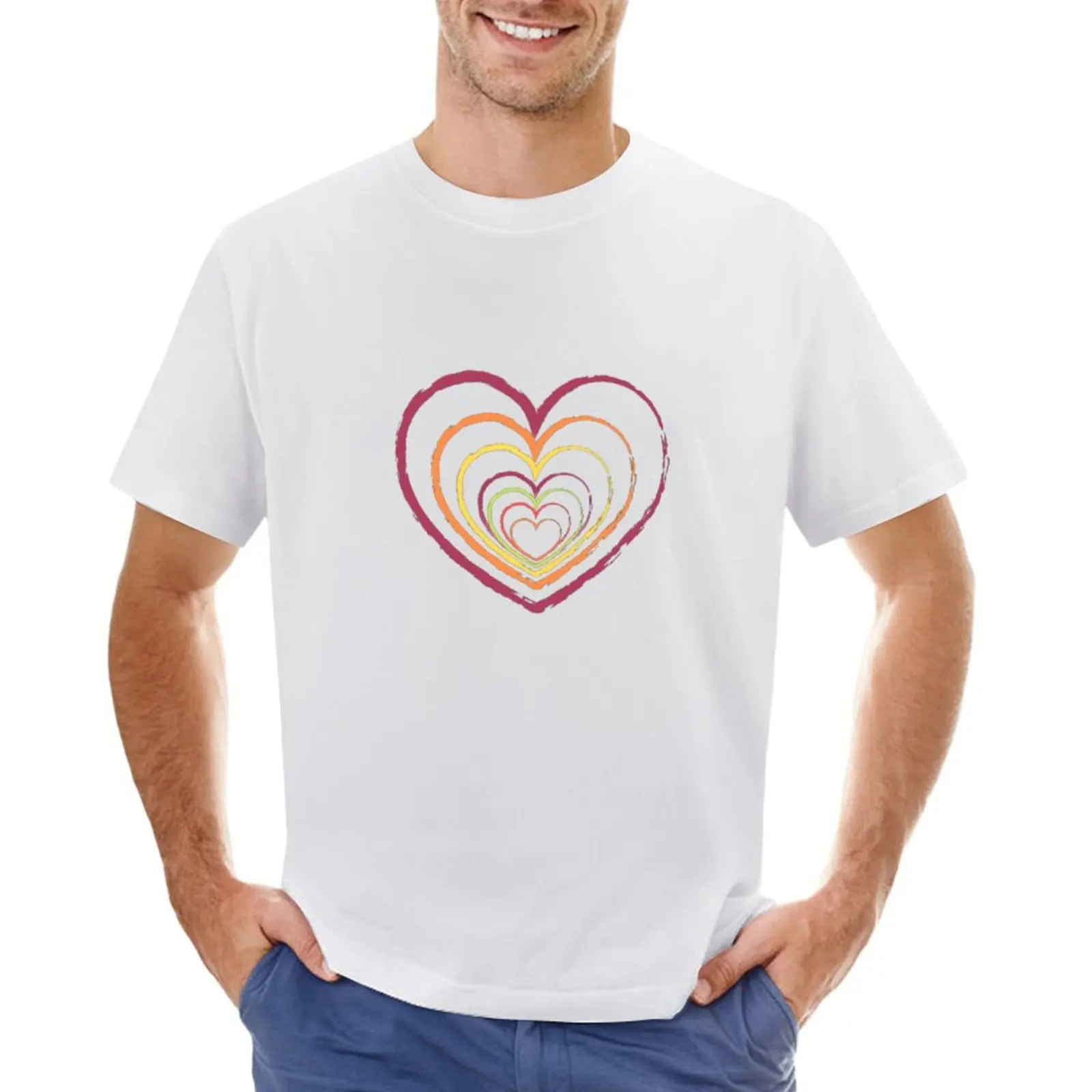 heart shaped magnet T-shirt oversizeds boys whites animal prinfor boys Men's t-shirt