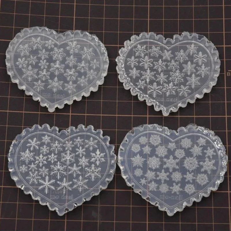 1 قطعة ندفة الثلج الشتاء مسمار الفن قالب من السيليكون ثلاثية الأبعاد تنقش نحت لينة ختم لوحة عيد الميلاد قابلة لإعادة الاستخدام لتقوم بها بنفسك هلام الإستنسل أداة