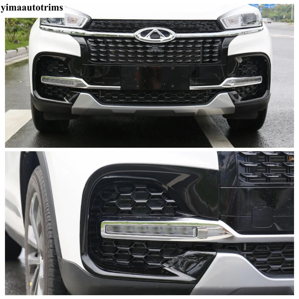 Car Front Fog Light Lamp Frame Decoration Cover Kit Trim ABS Chrome Accessories Exterior For Chery Tiggo 8 2018 2019 2020