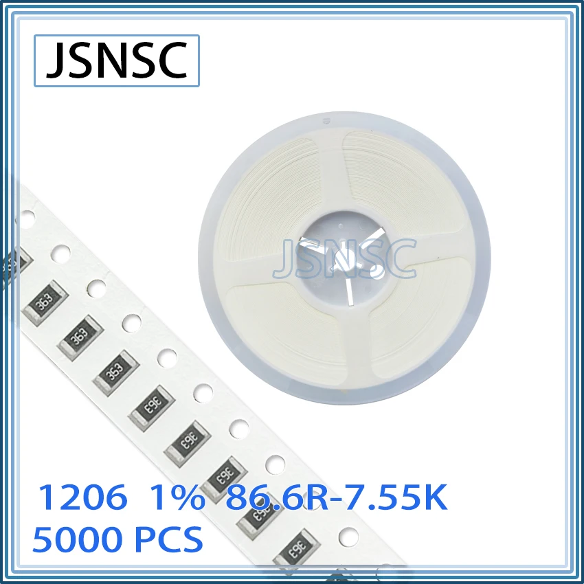 JSNSC 1206 F 1% 5000pcs 86.6R-7.55K CHIP smd 3216 resistor 162R 165R 169R 174R 178R 180R 182R 187R 191R 196R 200R 205R 210R 215R