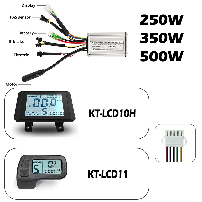 KT LCD10H LCD11 Display Electric Bicycle Large Screen Display SM Plug 24V/36V/48V KUNTENG Display for Ebike Conversion Kit