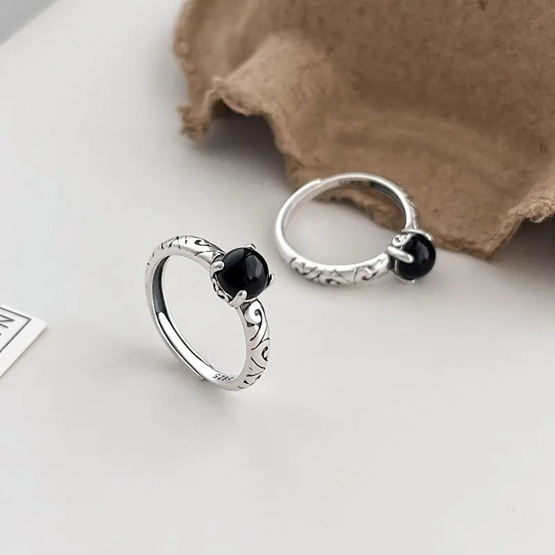 

925 Sterling Silver Crystal Irregular Rings For Women Couple Vintage Elegant Luxury Jewelry Wholesale Accessories Jewellery