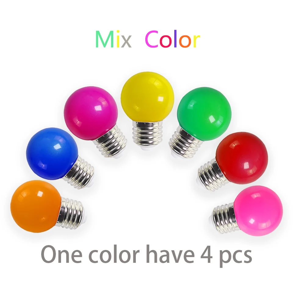 4PCS 3W Led Bulb Lamp E27 AC 220V Colorful Led Light  Flashlight G45 Globe Bulbs Home Decor Lampada Ampoule RGB Blubs Golf Ball