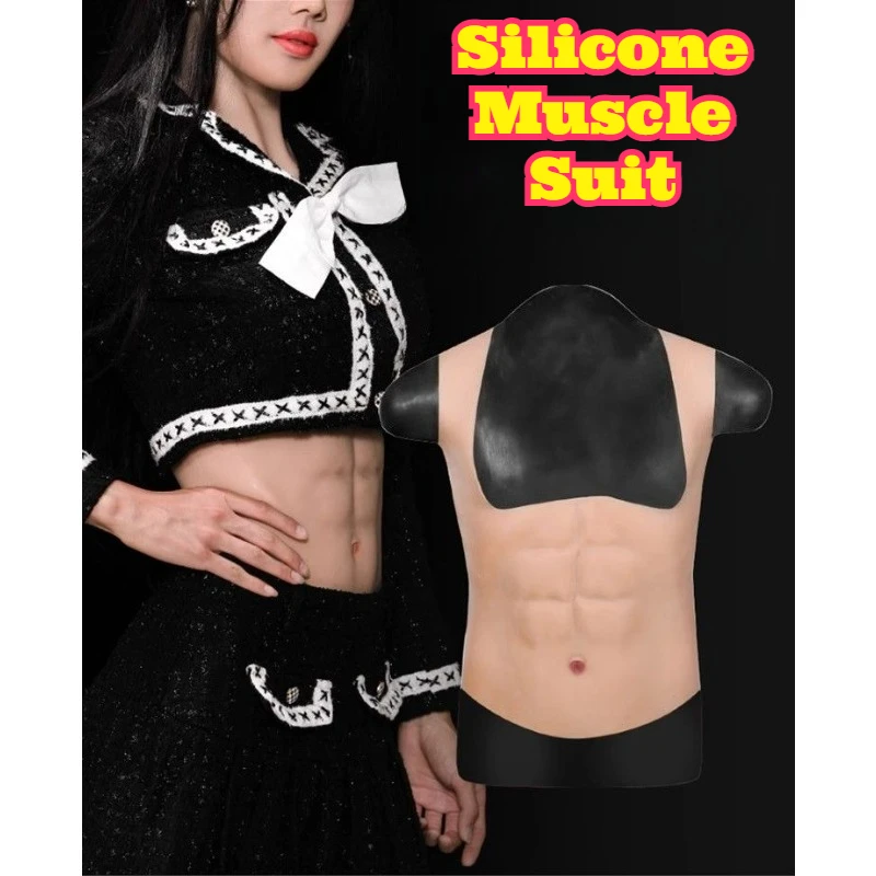 

Silicone Muscle Top Hollow Out Summer Breathable Abdominal Line Shaper Female Fitness Simulation Vest Cosplay Modeling Internet