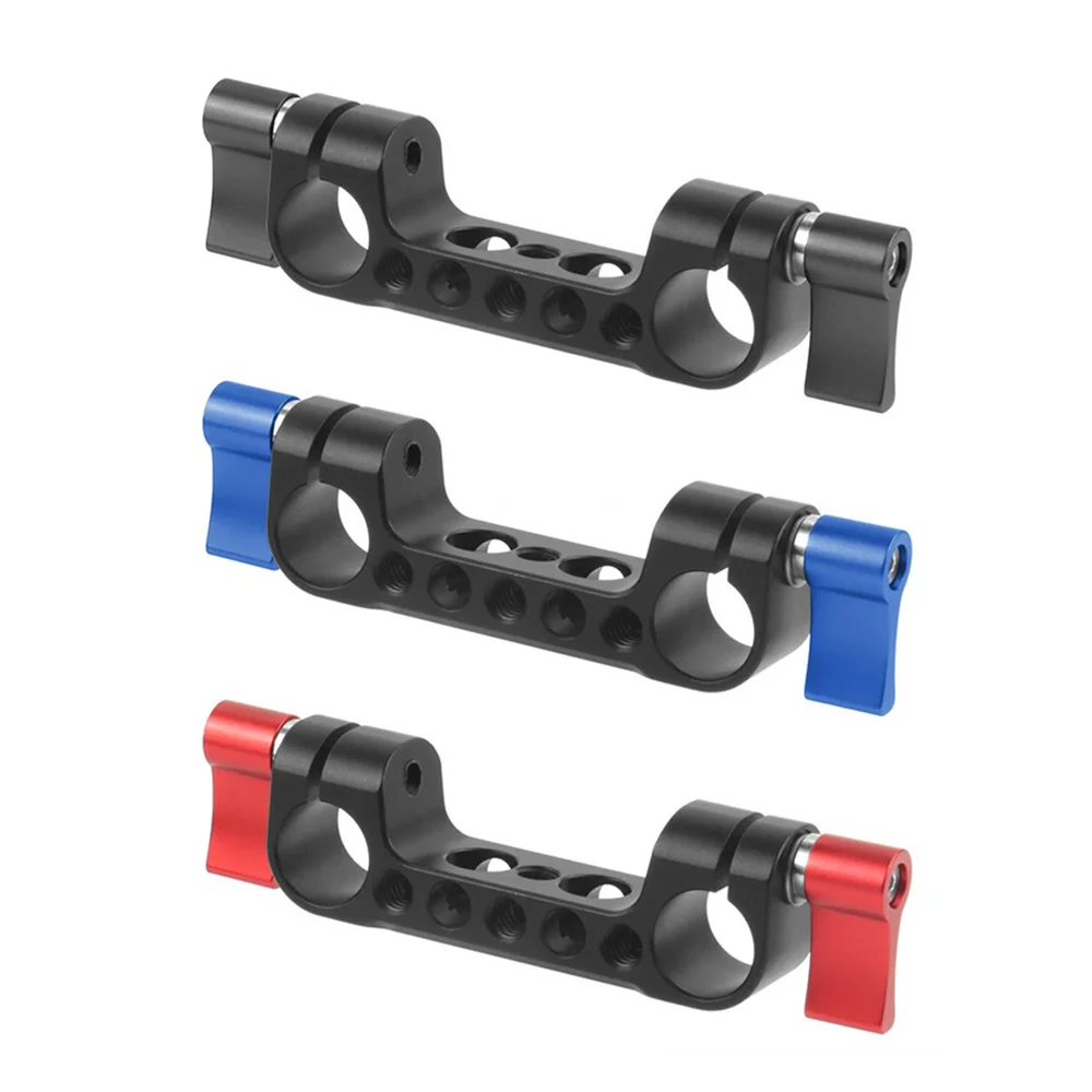 Lightweight Dual 15mm Rod Clamp Railblock with 1/4 Screw Holes for DSLR Camera Rod Shoulder Support for Follow Focus,