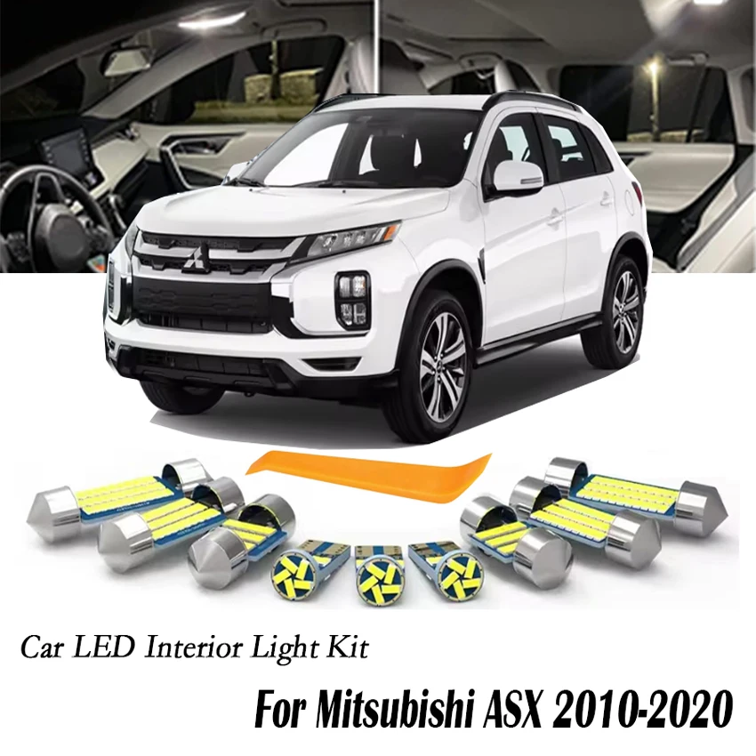 9Pcs For Mitsubishi ASX 2010-2015 2016 2017 2018 2019 2020 Car LED Interior Light Bulb Kit Map Dome Trunk Lamp Car Accessories
