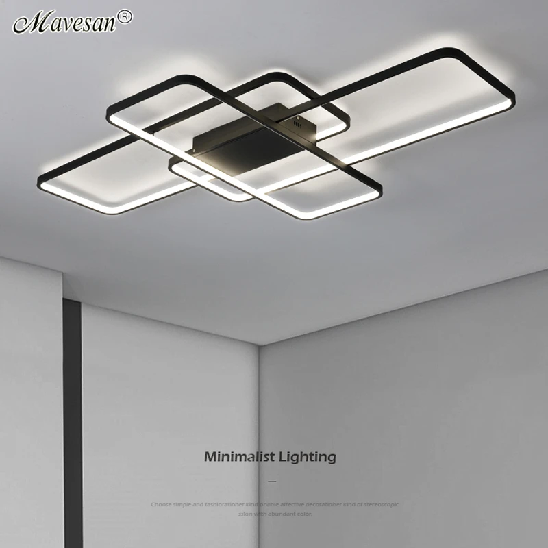 Contemporary Led Ceiling Chandeliers Minimalist for Living Room Bedroom Home Fixture Indoor Lighting Brightness Remote Dimmable