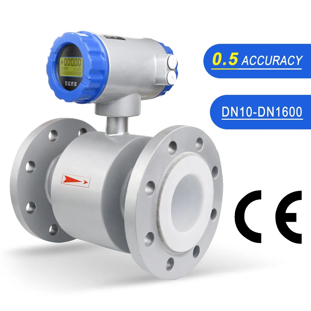 Sanitary Electromagnetic Flowmeter for Sewage Water Treatment Strong Acids Magnetic Flow Meter