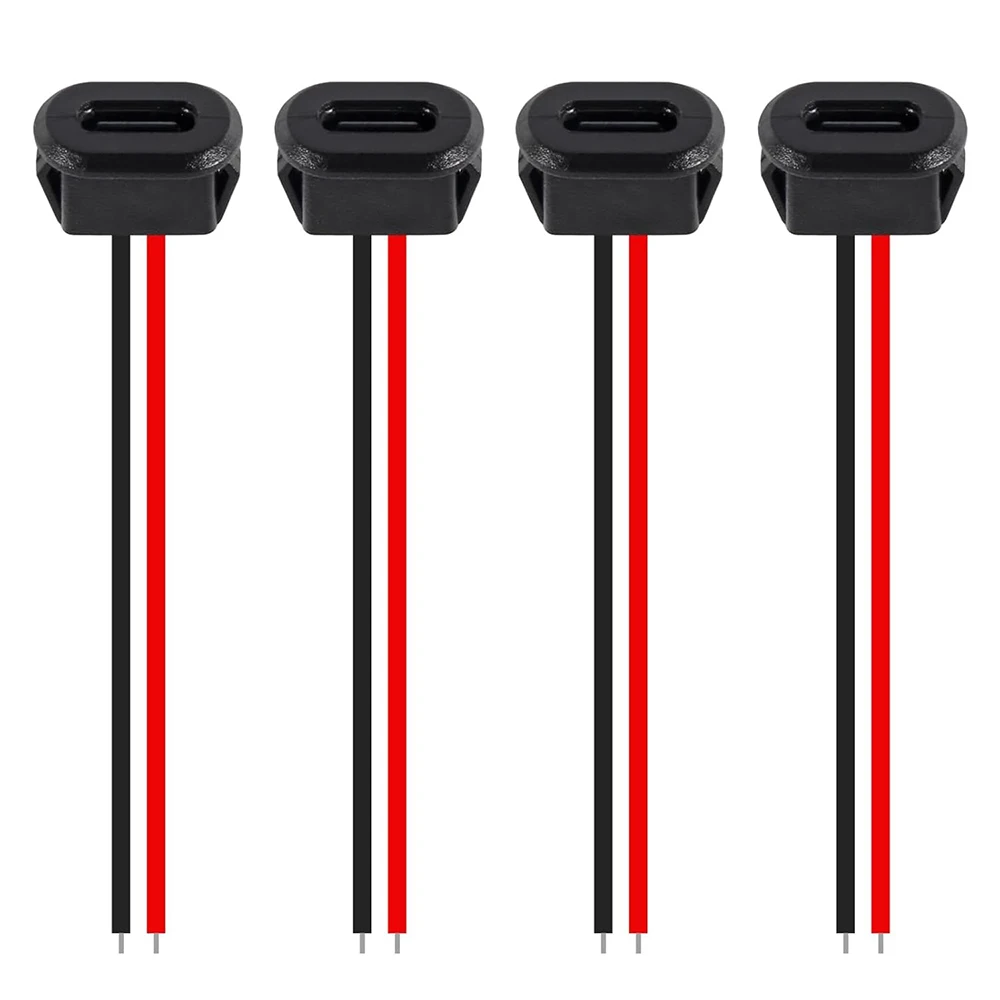 10PCS Type-C Female 2Pin USB Connector Type-C Waterproof with Female Socket Fast Charging Jack Charging Port USB-C Charger Plug