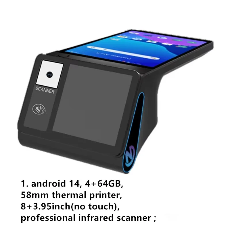 Z108 Android 14 デュアルスクリーンPOS端末販売時点レジ、8インチ