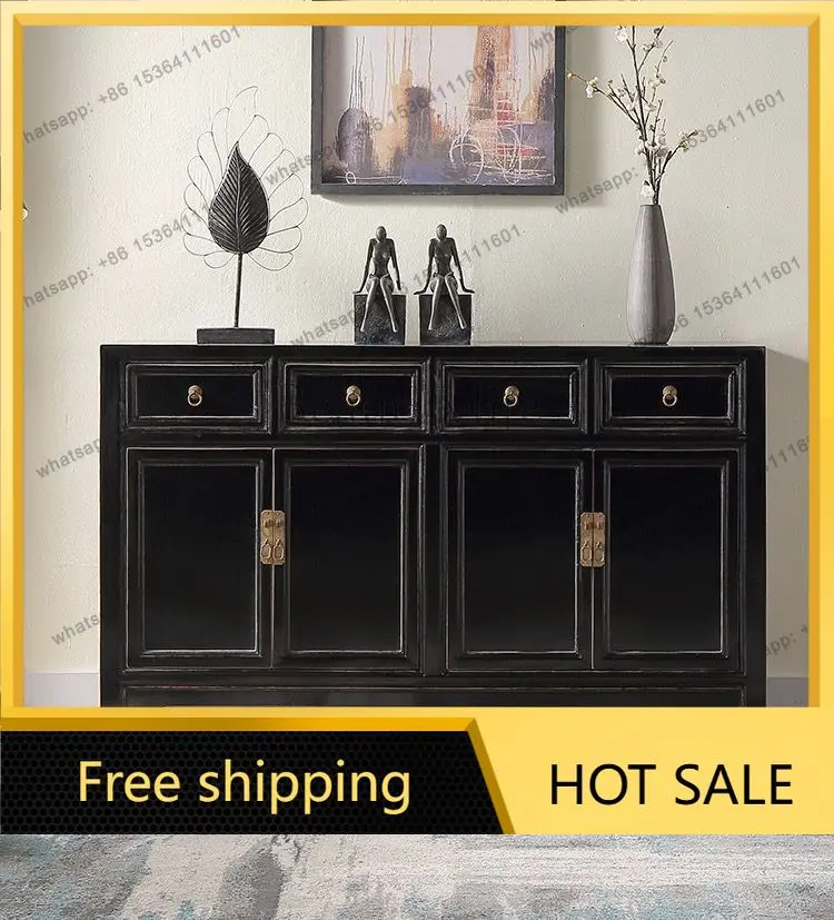 XX. Chinese classical old four-door side cabinet entrance partition locker
