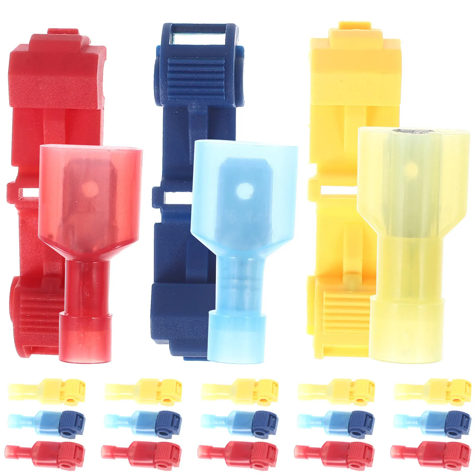 

180Pcs T-Tap Wire Connector Kit Nylon Insulated Quick Splice Tap Terminal Electrical Spade Connectors for Automotive Car Speaker