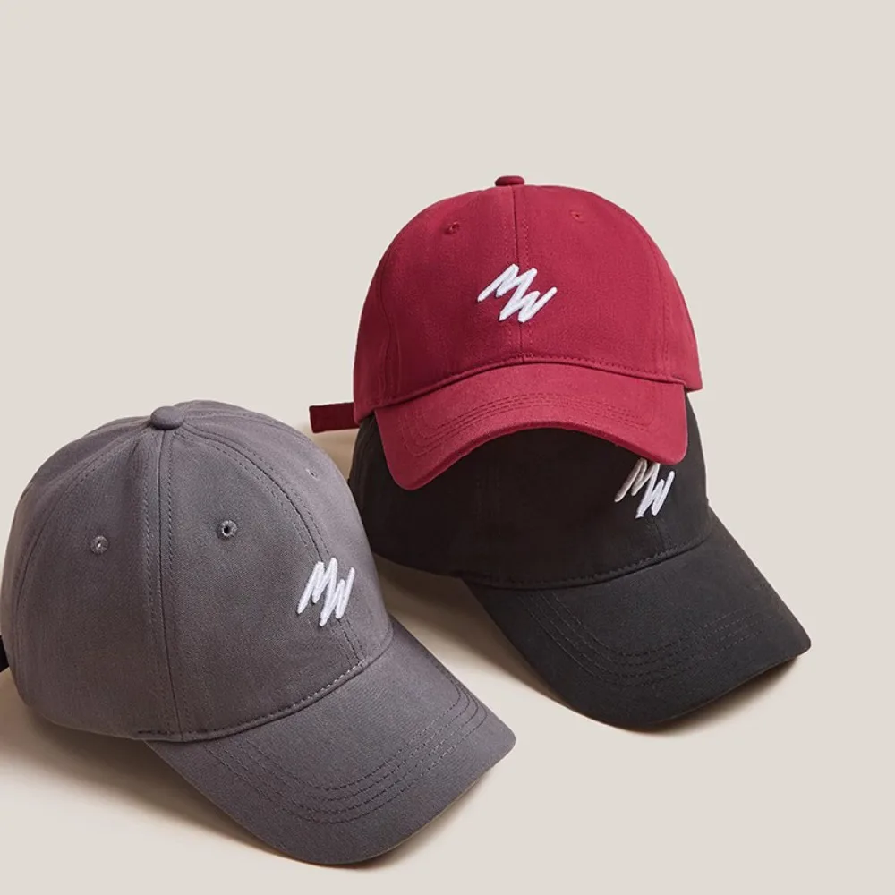 New Embroidery Couple Baseball Hat Solid Breathable Dad Hats Retro Casual Sunscreen Hat Gift